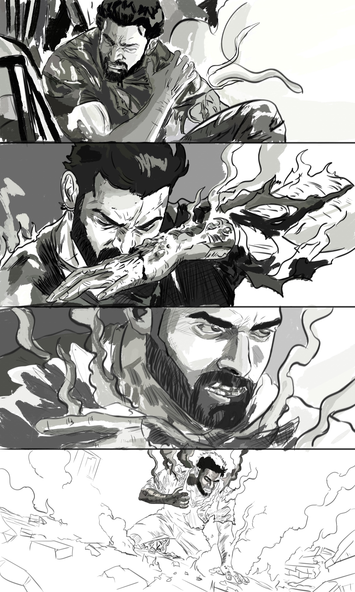 Vertical action storyboard panel sheet